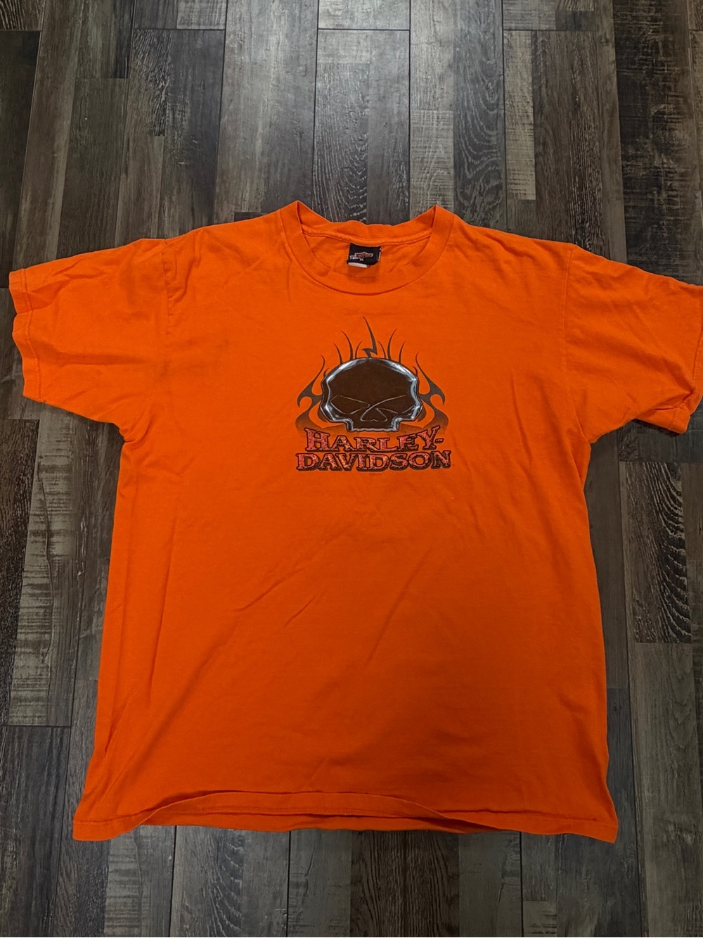 Vintage Harley-Davidson Skull Men's Orange Graphic Tee